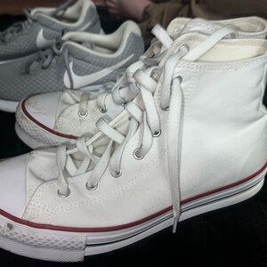 Converse White Sneakers with Red Accents